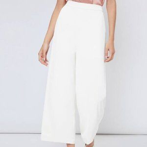 WHITE SOLID WIDE LEG PANTS